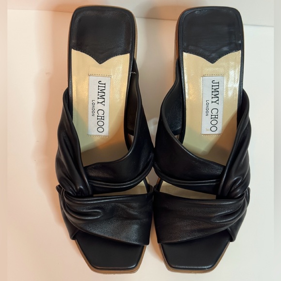 JIMMY CHOO BLACK WEDGES SIZE 36 1/2 - Picture 1 of 7